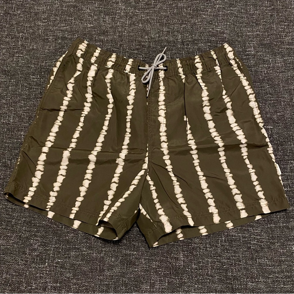 Jack & Jones Men Olive and White Swim Trunks